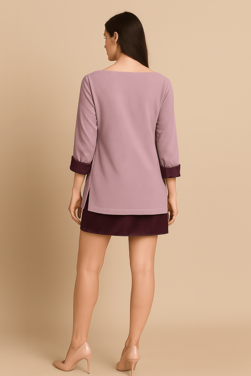 The Kaftan Company Jacket Lilac Corduroy Open-Front Jacket with Satin Cuff Detail