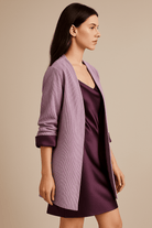 The Kaftan Company Jacket Lilac Corduroy Open-Front Jacket with Satin Cuff Detail