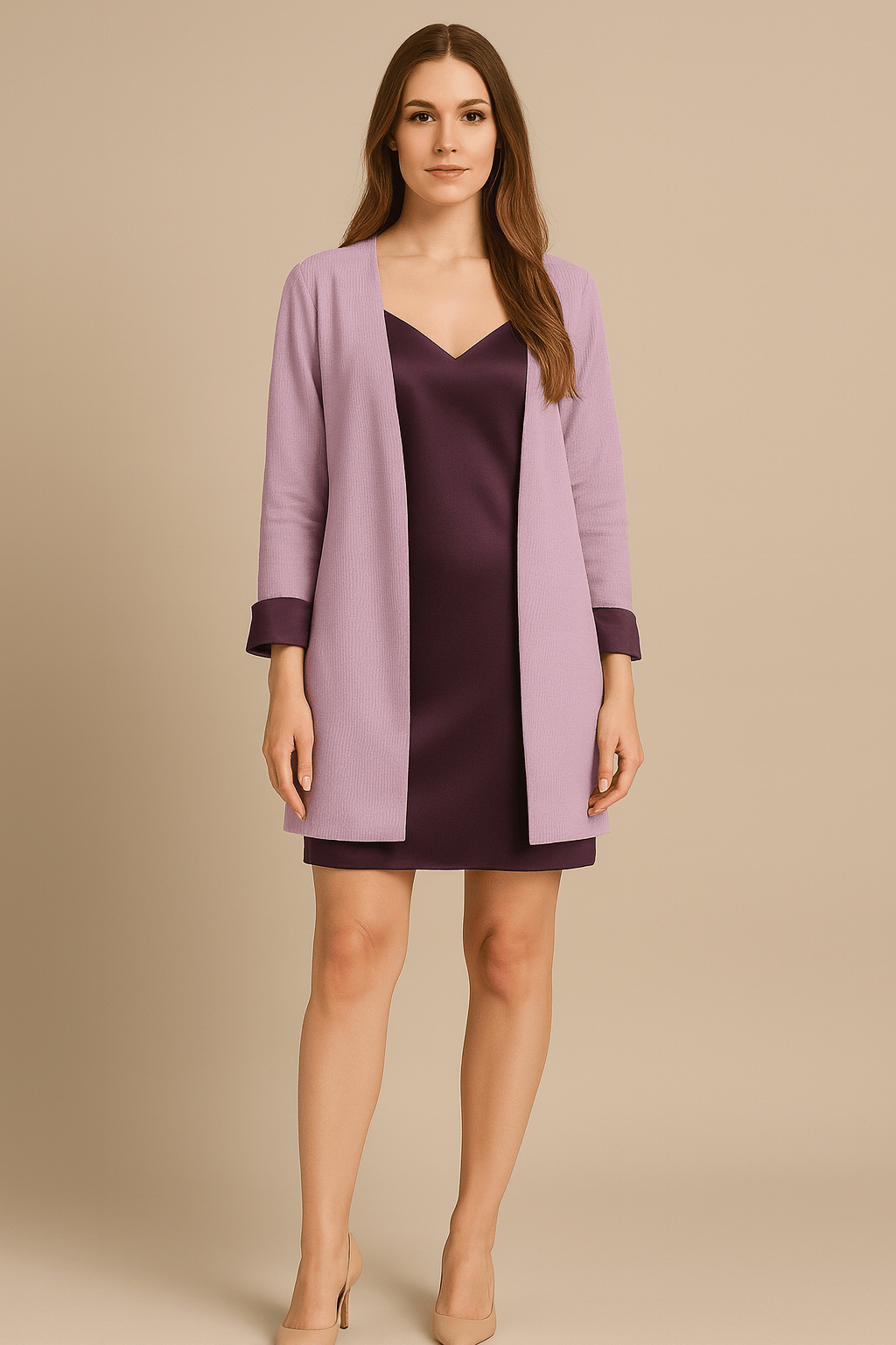 The Kaftan Company Jacket Lilac Corduroy Open-Front Jacket with Satin Cuff Detail