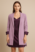 The Kaftan Company Jacket Lilac Corduroy Open-Front Jacket with Satin Cuff Detail