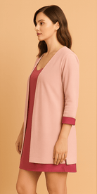 The Kaftan Company Jackets Blush Pink Corduroy Open-Front Jacket with Satin Cuff Detail