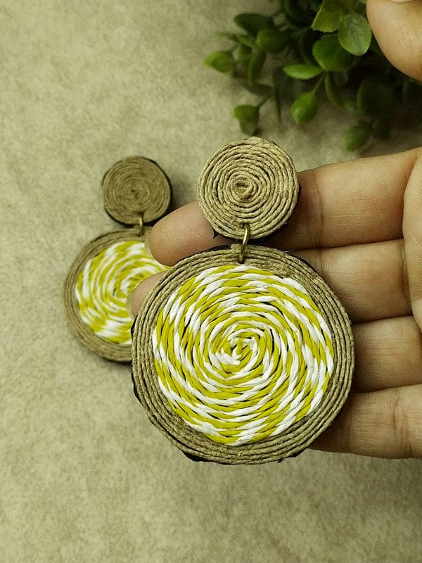 The Kaftan Company Jewelry Handmade Yellow Jute Earrings
