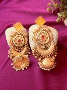 The Kaftan Company Jewelry Ornate Crescent Jhumka Earrings