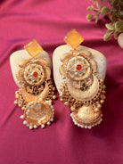 The Kaftan Company Jewelry Ornate Crescent Jhumka Earrings