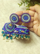 The Kaftan Company Jewelry Regular Extra-Large Handcrafted Jhumkas with Vibrant Colors and Pearl