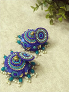 The Kaftan Company Jewelry Regular Extra-Large Handcrafted Jhumkas with Vibrant Colors and Pearl