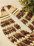 The Kaftan Company Jewelry Regular Two-Tone Wooden Beads Natural Contrast Necklace