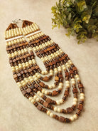 The Kaftan Company Jewelry Regular Two-Tone Wooden Beads Natural Contrast Necklace