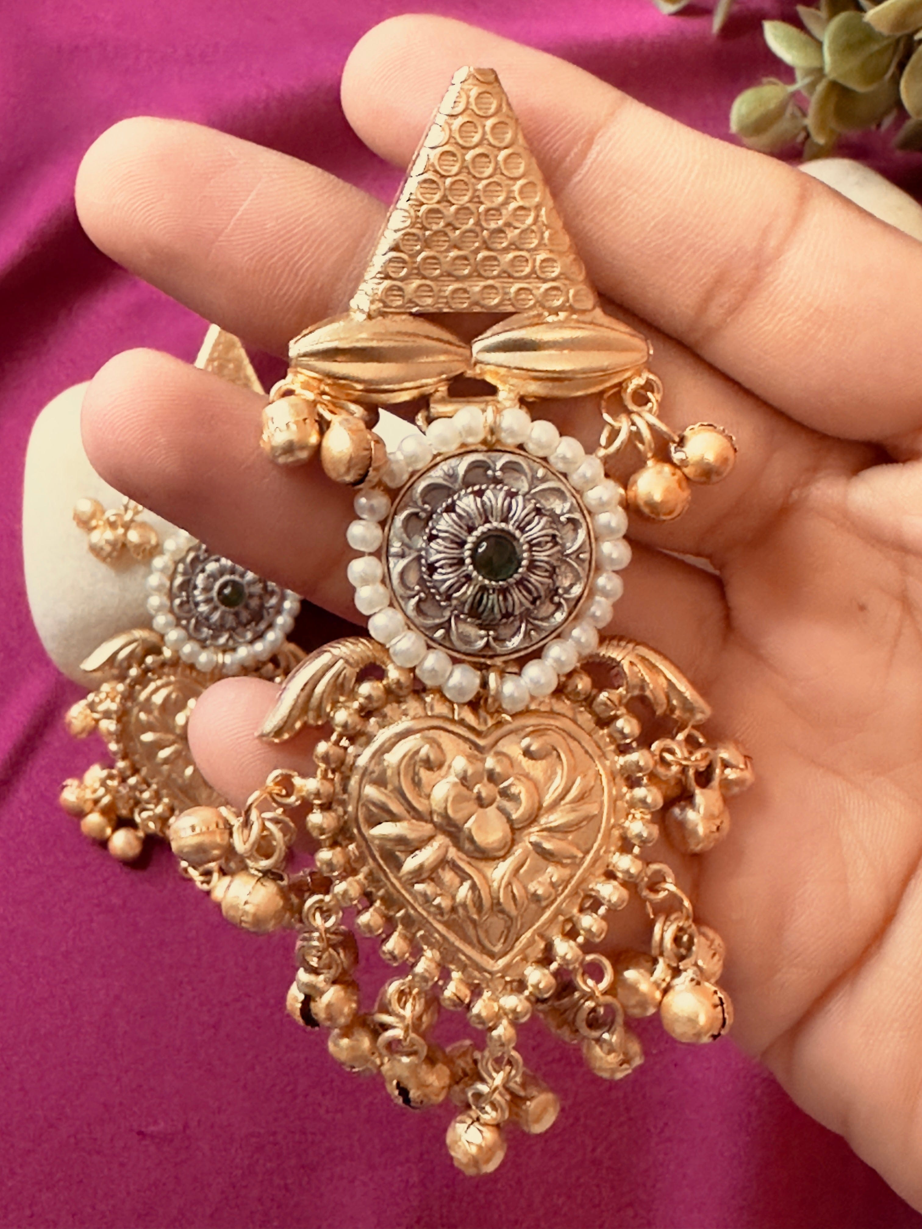 The Kaftan Company Jewelry Rustic Heart Statement Earrings