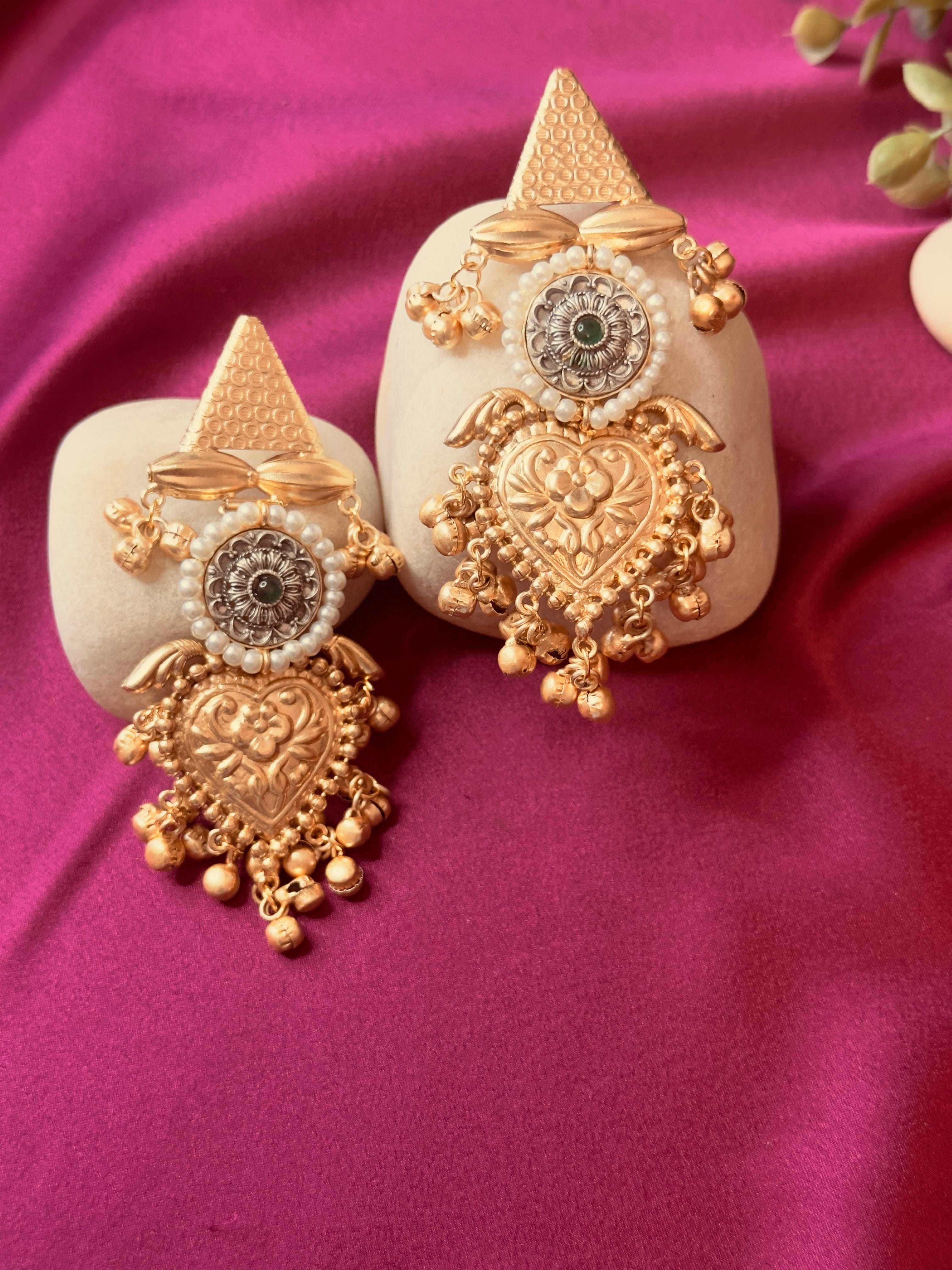 The Kaftan Company Jewelry Rustic Heart Statement Earrings