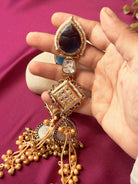 The Kaftan Company Jewelry Two-Tone Sapphire Blue Chandelier Earrings