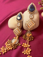 The Kaftan Company Jewelry Two-Tone Sapphire Blue Chandelier Earrings