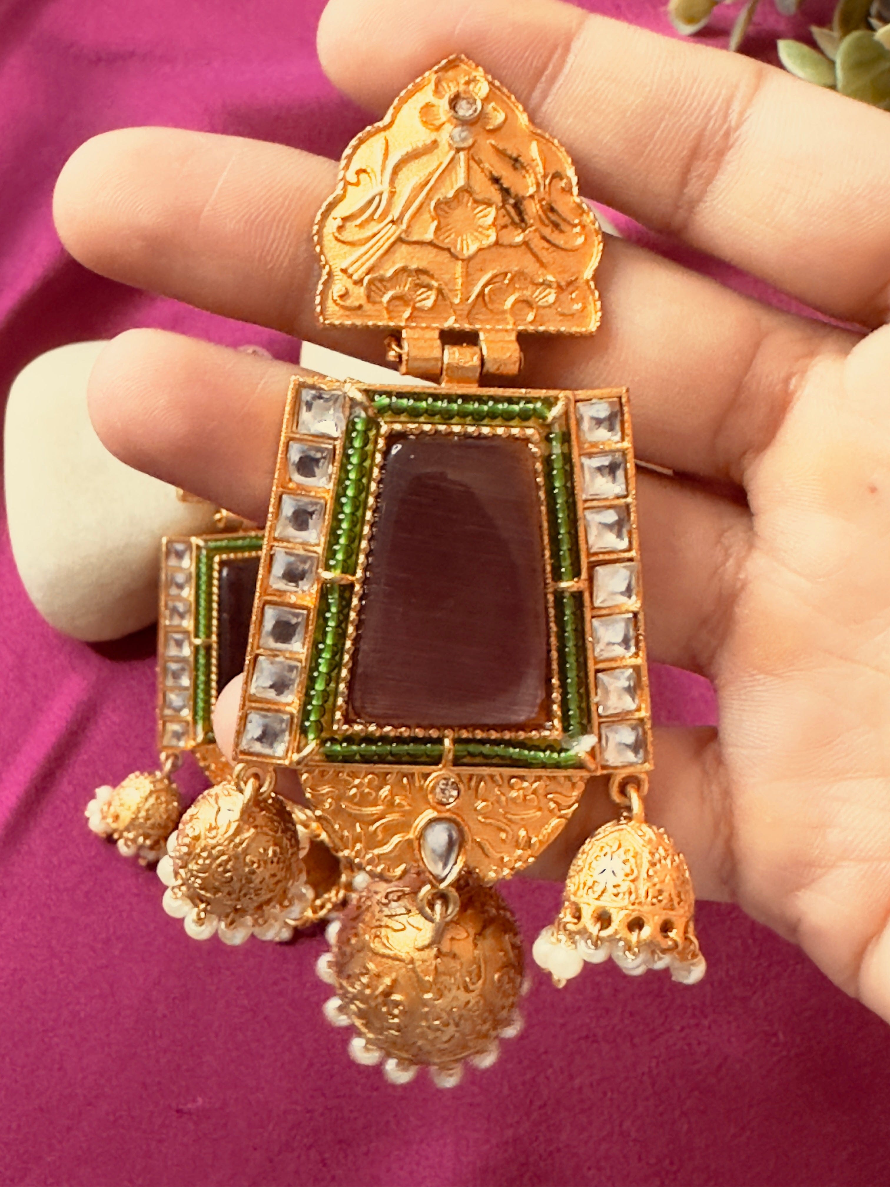 The Kaftan Company Jewelry Vintage Stone Statement Earrings