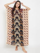 The Kaftan Company Kaftan 3XL Brown Sheer Maxi Kaftan with Slip - (Clearance - Final Sale)