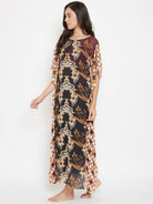 The Kaftan Company Kaftan 3XL Brown Sheer Maxi Kaftan with Slip - (Clearance - Final Sale)