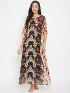 The Kaftan Company Kaftan 3XL Brown Sheer Maxi Kaftan with Slip - (Clearance - Final Sale)