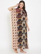 The Kaftan Company Kaftan 3XL Brown Sheer Maxi Kaftan with Slip - (Clearance - Final Sale)