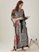 The Kaftan Company Kaftan Abstract Patterned Maxi Kaftan with Belt (Final Sale)