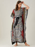 The Kaftan Company Kaftan Abstract Patterned Maxi Kaftan with Belt (Final Sale)