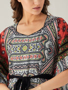 The Kaftan Company Kaftan Abstract Patterned Maxi Kaftan with Belt (Final Sale)