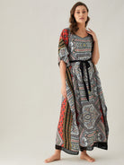 The Kaftan Company Kaftan Abstract Patterned Maxi Kaftan with Belt (Final Sale)