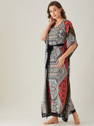 The Kaftan Company Kaftan Abstract Patterned Maxi Kaftan with Belt (Final Sale)