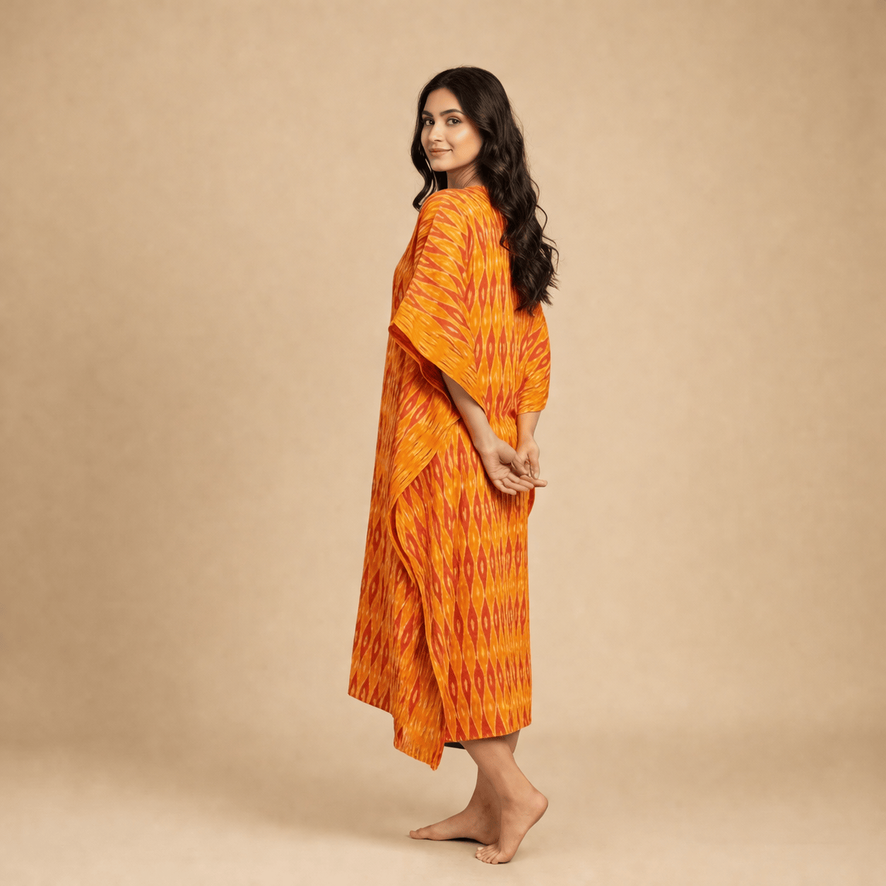 The Kaftan Company Kaftan Amber Ikat Handloom Cotton Kaftan