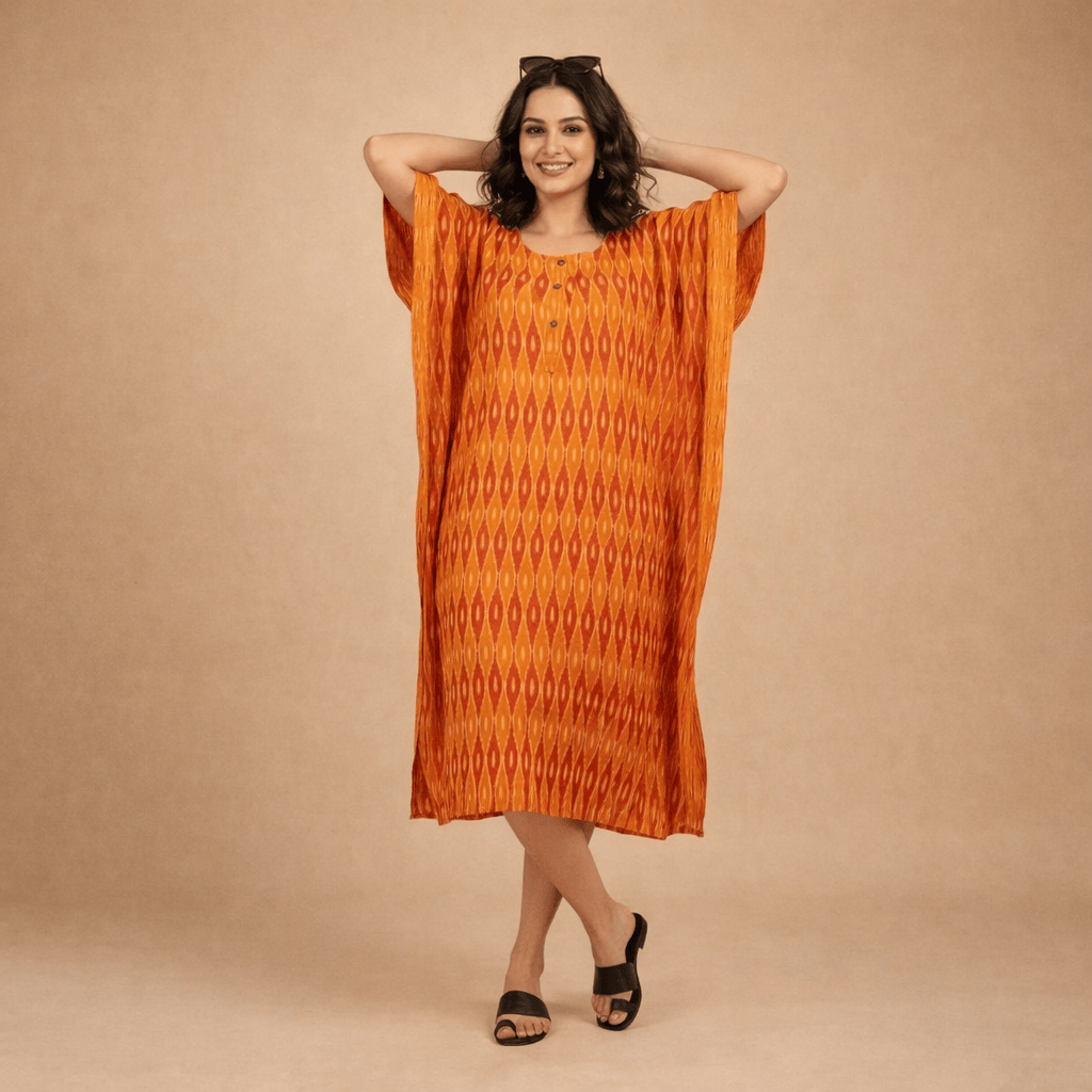 The Kaftan Company Kaftan Amber Ikat Handloom Cotton Kaftan