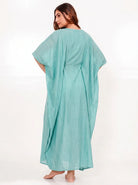 The Kaftan Company Kaftan Aqua Cotton Viscose Kaftan with Tie Waist and Pockets