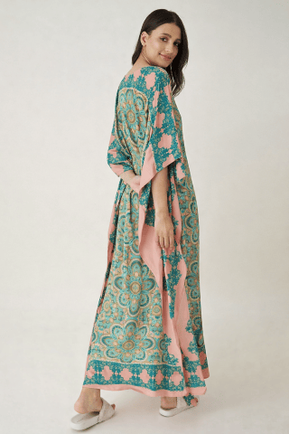 The Kaftan Company Kaftan Artisan Print Viscose Crepe Kaftan with Pockets