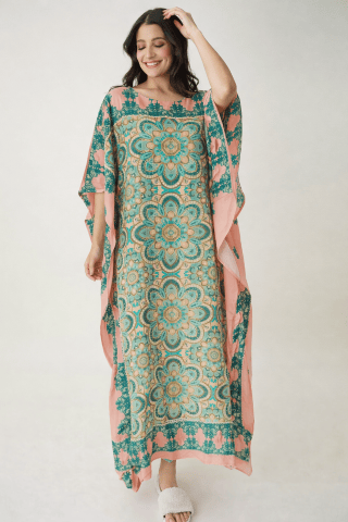 The Kaftan Company Kaftan Artisan Print Viscose Crepe Kaftan with Pockets