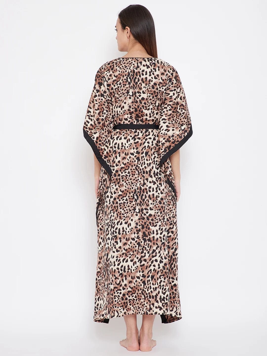 The Kaftan Company Kaftan Beige Animal Print Kaftan - (Clearance - Final Sale)