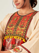 The Kaftan Company Kaftan Beige Florets Resort Cover-Up (Final Sale)