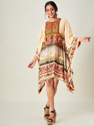 The Kaftan Company Kaftan Beige Florets Resort Cover-Up (Final Sale)