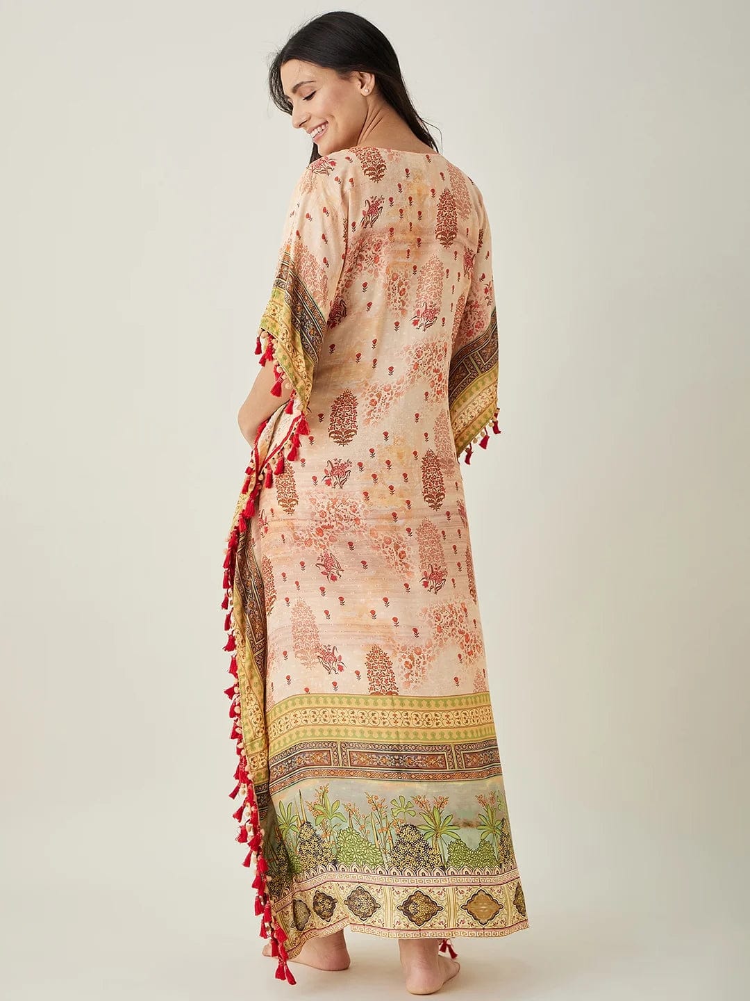 The Kaftan Company Kaftan Beige Ornate Paisley Nursing  Kaftan