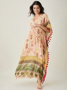 The Kaftan Company Kaftan Beige Ornate Paisley Nursing  Kaftan