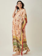 The Kaftan Company Kaftan Beige Ornate Paisley Nursing  Kaftan