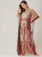 The Kaftan Company Kaftan Beige Persian Paisley Print Kaftan