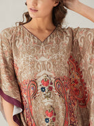 The Kaftan Company Kaftan Beige Persian Paisley Print Kaftan