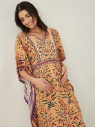 The Kaftan Company Kaftan Beige Royal Floral Garden Nursing Kaftan