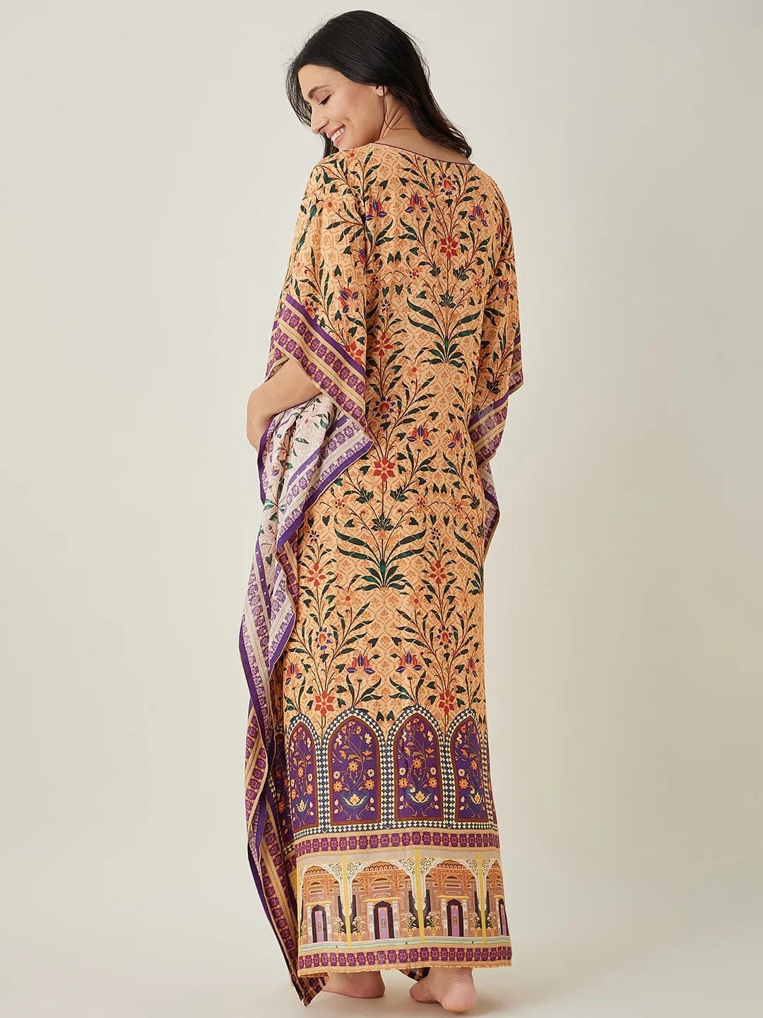 The Kaftan Company Kaftan Beige Royal Floral Garden Nursing Kaftan