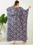 The Kaftan Company Kaftan Black and Lilac Floral Kaftan