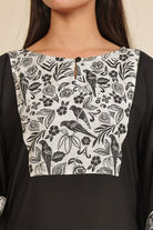 The Kaftan Company Kaftan Black and White Floral Printed Modal Kaftan Nighty