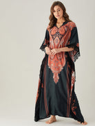 The Kaftan Company Kaftan Black Bold Paisley Patterned Loungewear Kaftan