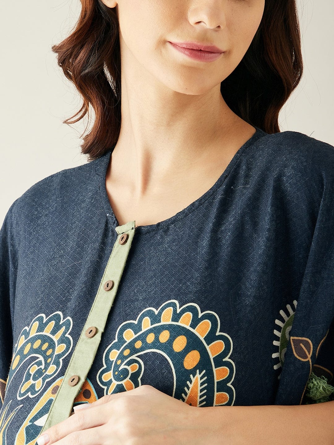 The Kaftan Company Kaftan Black Digital Printed Night Wear Maternity Kaftan