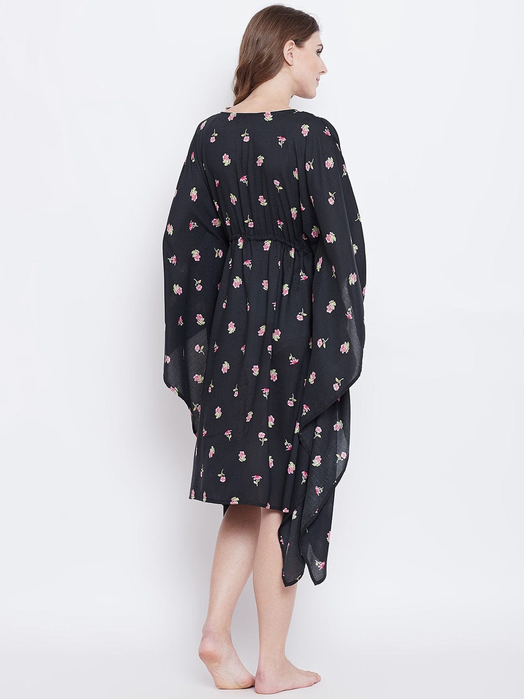 The Kaftan Company Kaftan Black Floral Print Loungewear Kaftan