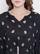 The Kaftan Company Kaftan Black Floral Print Loungewear Kaftan