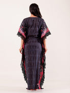 The Kaftan Company Kaftan Black Floral Printed Cotton Loungewear Kaftan