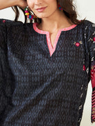The Kaftan Company Kaftan Black Gardenscape Asymmetric Resort Kaftan