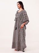 The Kaftan Company Kaftan Black & Ivory Ikat Printed Cotton Loungewear Kaftan
